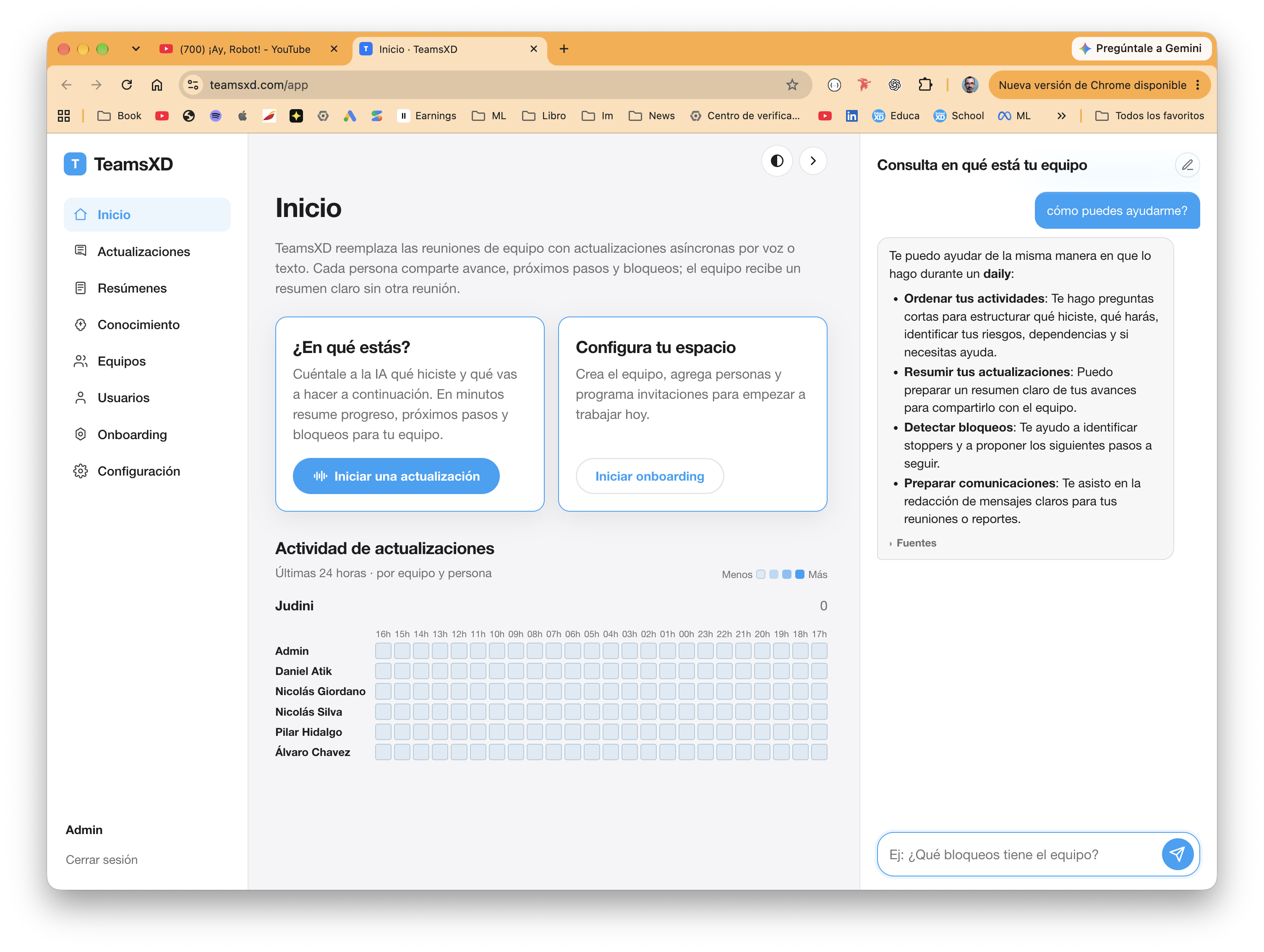 Dashboard de TeamsXD