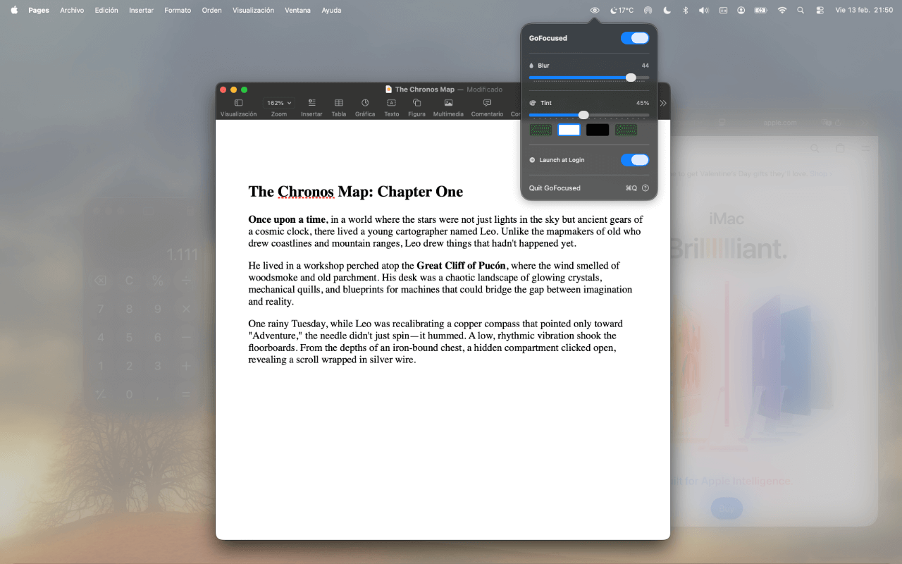 GoFocused with dark tint and blur